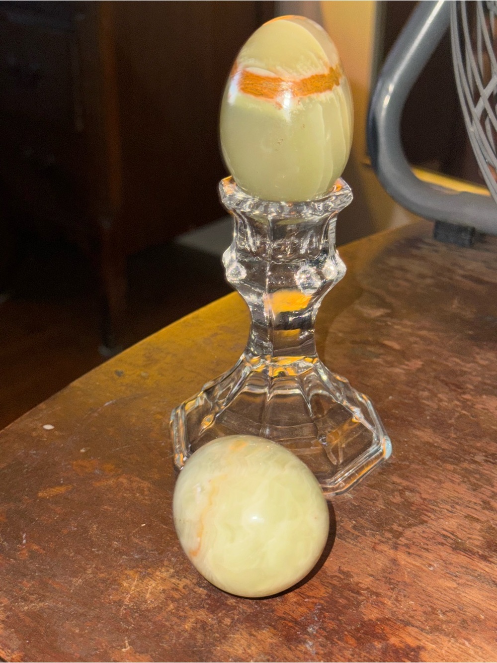 Handcrafted Marble Decorative Egg Pair - *Clear Glass Stand/Holder not included*